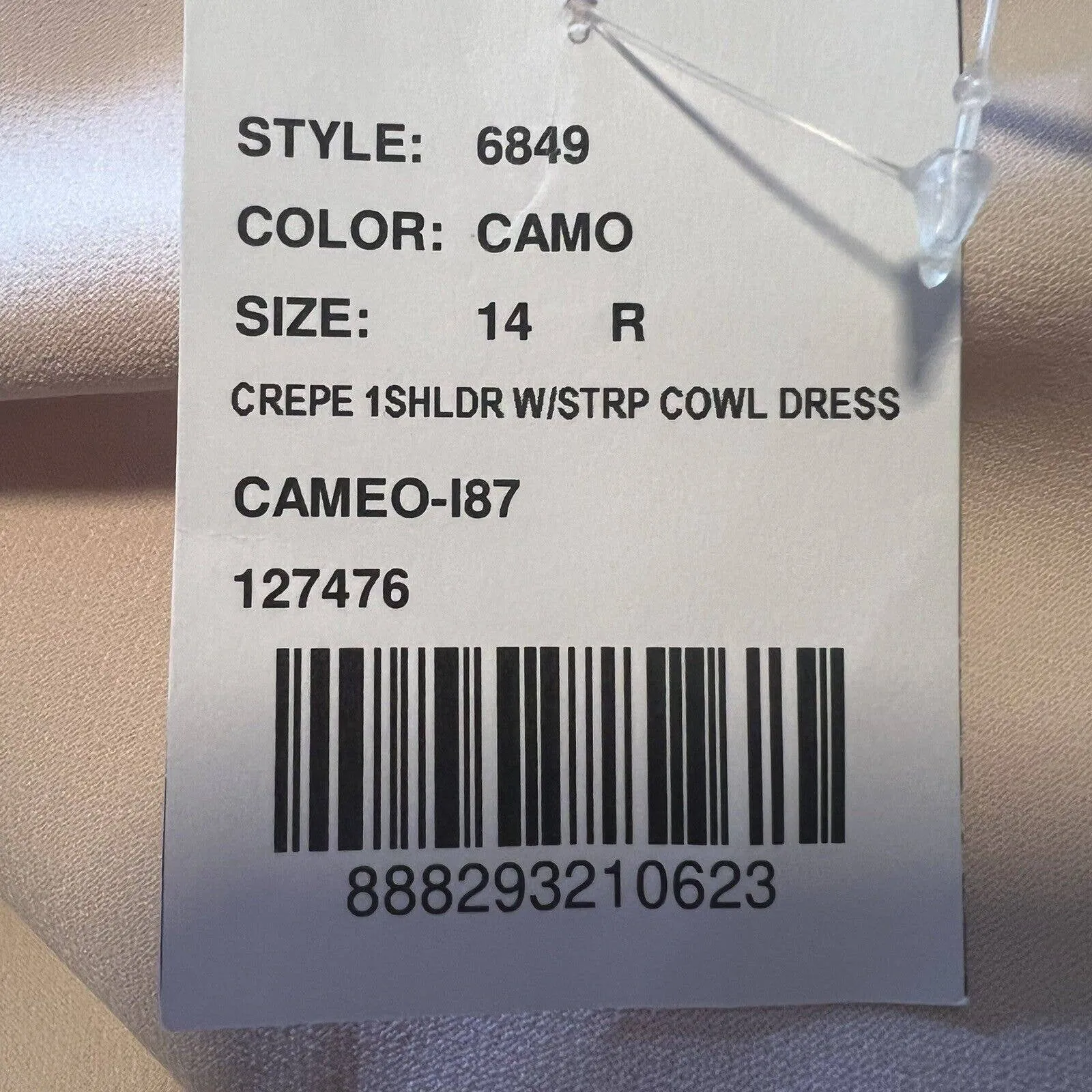 After Six‎ 6849 Cameo Pink One Shoulder Draped Cowl-Neck Maxi Dress 14 New - Image 9