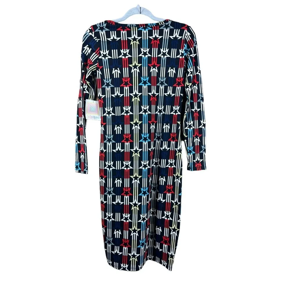 Lularoe Debbie Women's Long Sleeve A Line Star Blazed Dress - Image 2
