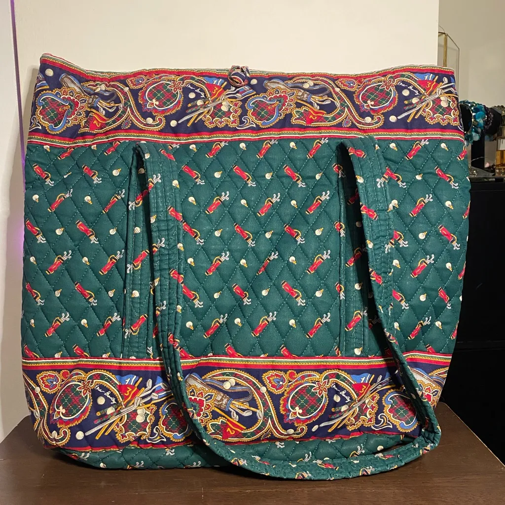 Vintage Vera Bradley Gold Quilted Tote Bag Retired Pattern EUC - Image 9