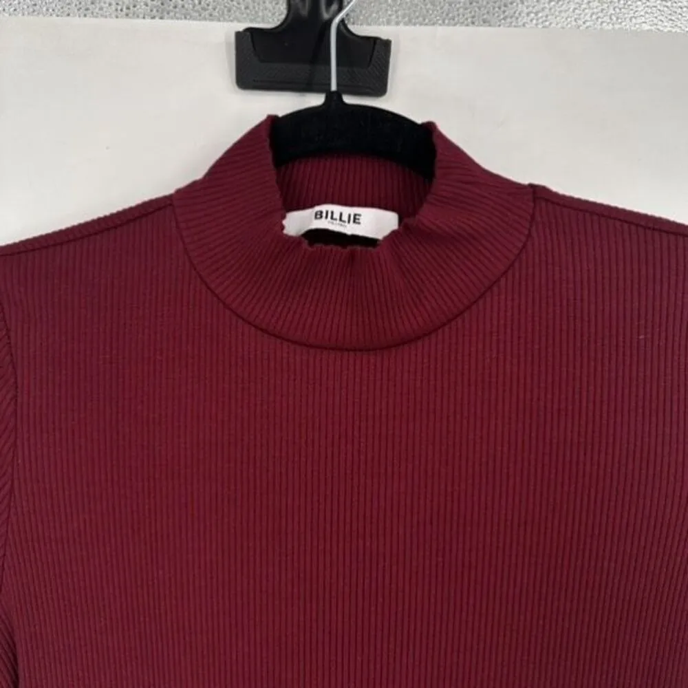 Billie the Label Estelle Turtleneck‎ Ribbed Midi Dress Bordeaux Red Medium - Image 9