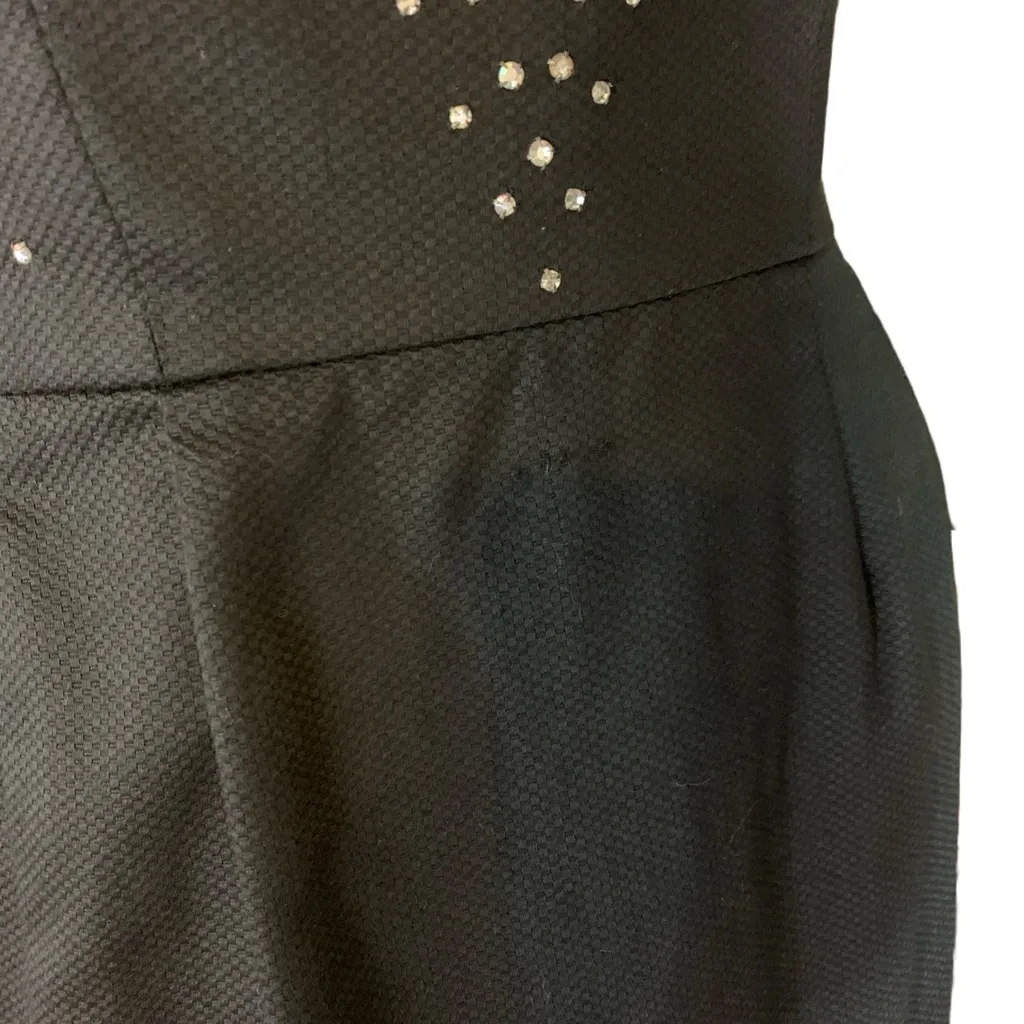 VICTOR COSTA VINTAGE 1980'S BLACK RHINESTONE ACCENT STRAPLESS COCKTAIL DRESS (6) - Image 10