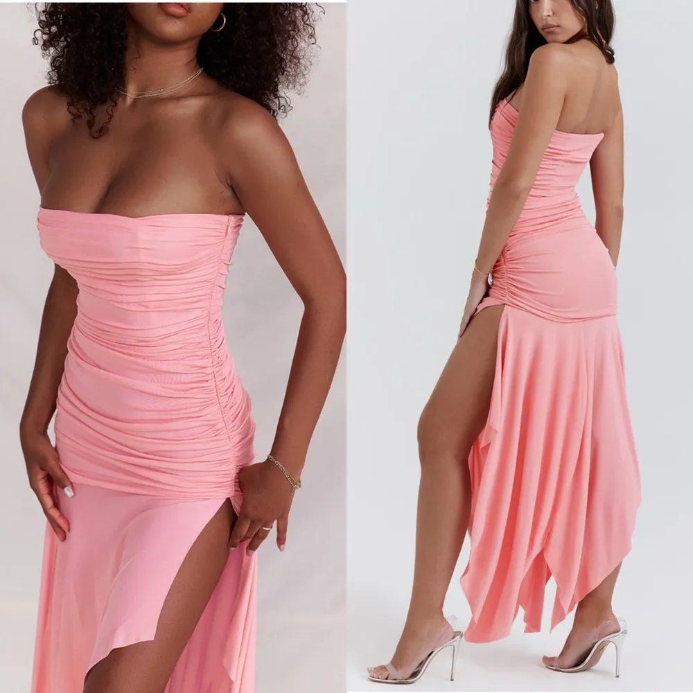 House of CB / Ivana Apricot Gathered Asymmetric Dress / small - Image 6