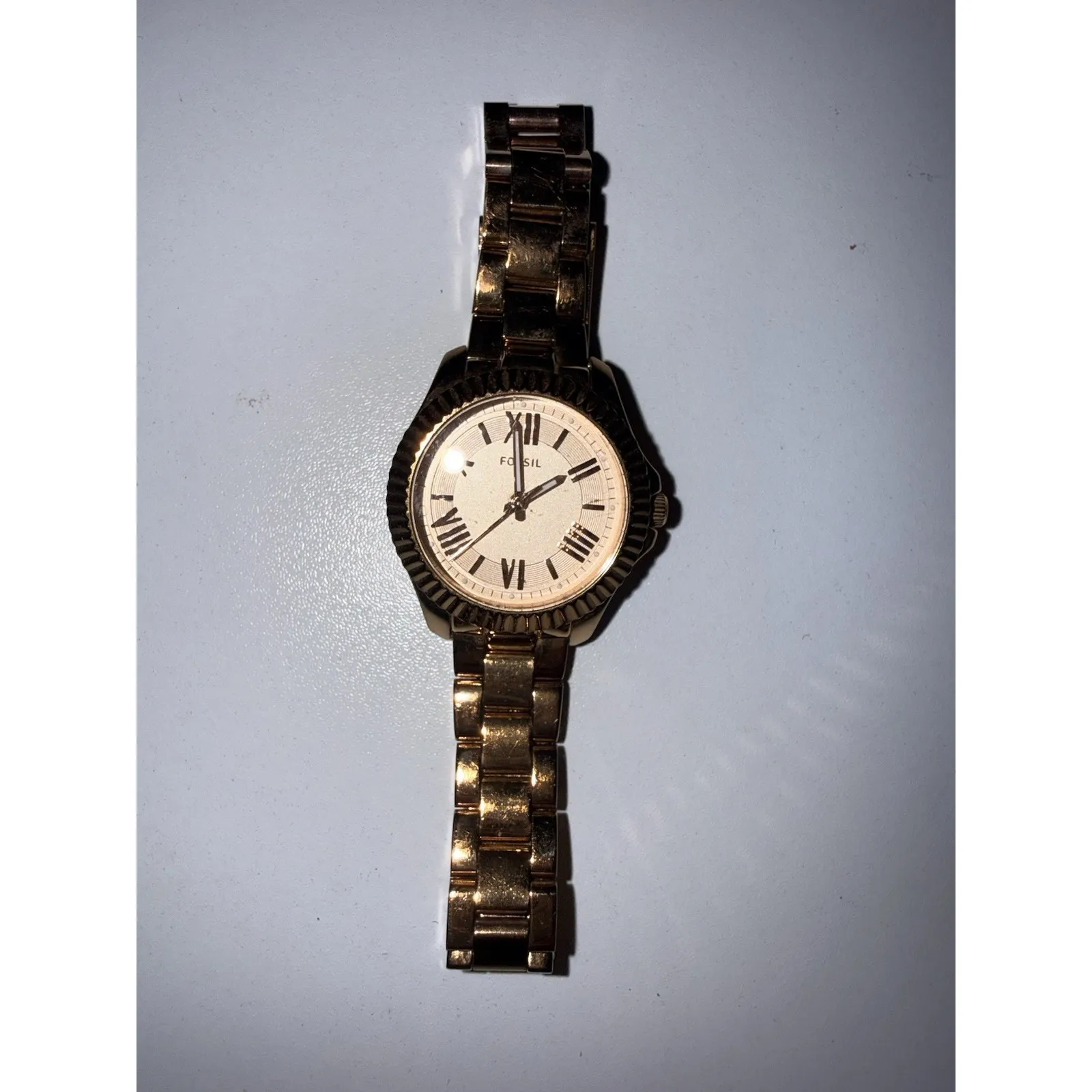 Fossil AM 4611 Women's All Stainless Steel Analog Date Day Gold Quartz Watch - Image 2