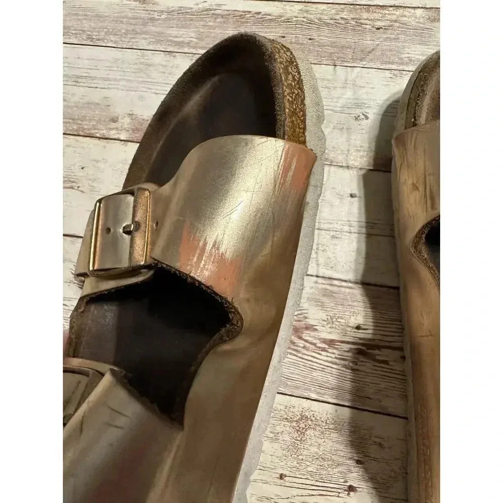 Birkenstock Arizona Soft Footbed Sandal Metallic Size 41 10 Copper Slip-on Boho - Image 7