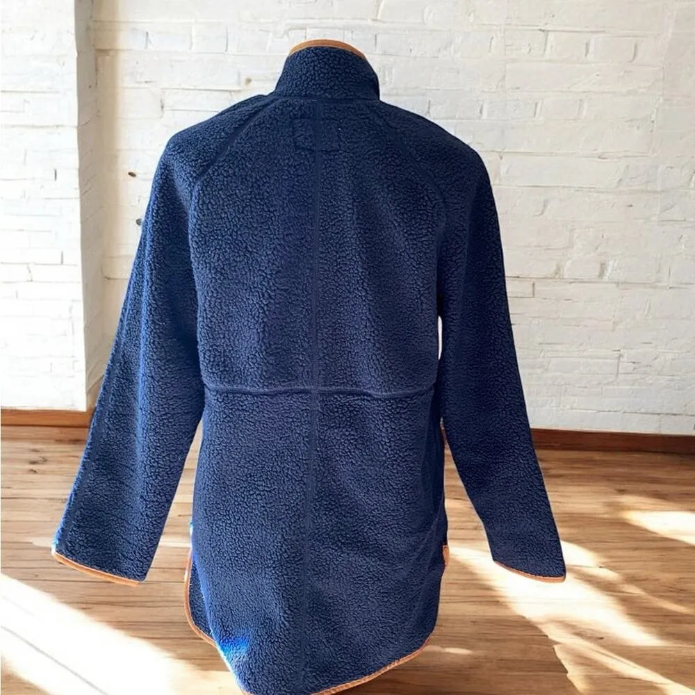 Old Navy Sherpa Jacket Women's Navy Teddy Brown Faux Suede Lined Coat SZ XS NWT - Image 3