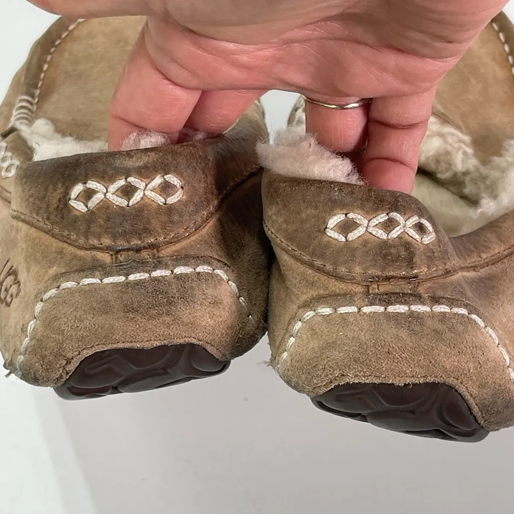 UGG Ansley Suede Moccasin Slippers Shoes  3312 Women Tan 8 - Image 4