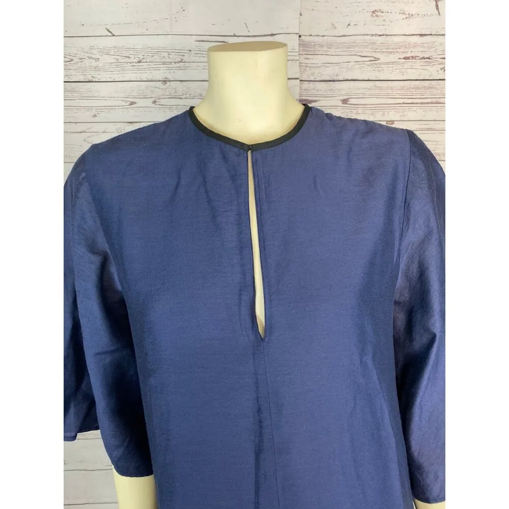 Pfeiffer blue shift dress bell sleeves key hole opening at chest size medium - Image 7