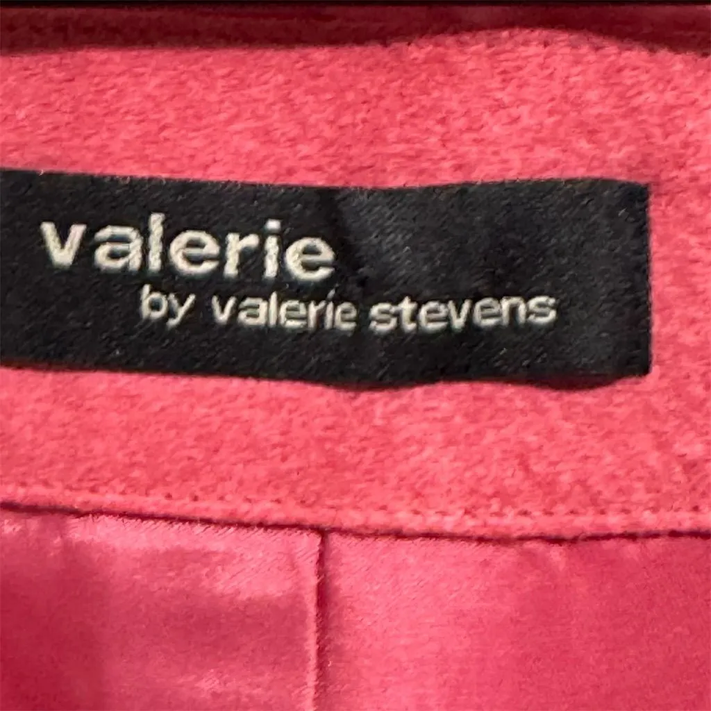 VTG Y2K Valerie Stevens Suede Leather Jacket M Berry Pink Rose Button Shirt Coat - Image 8
