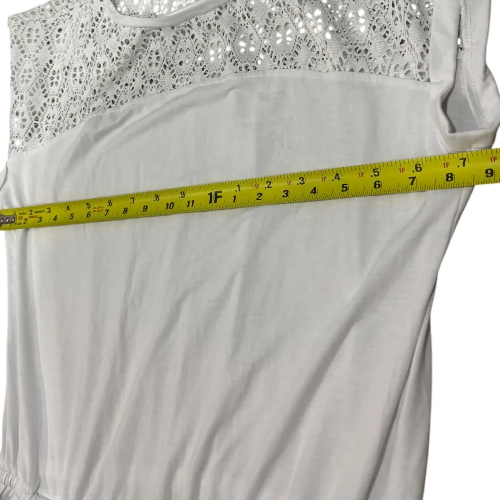 Talbots White Lace Yoke Jersey Knit Pocket Dress Medium cover up beachy summer - Image 7