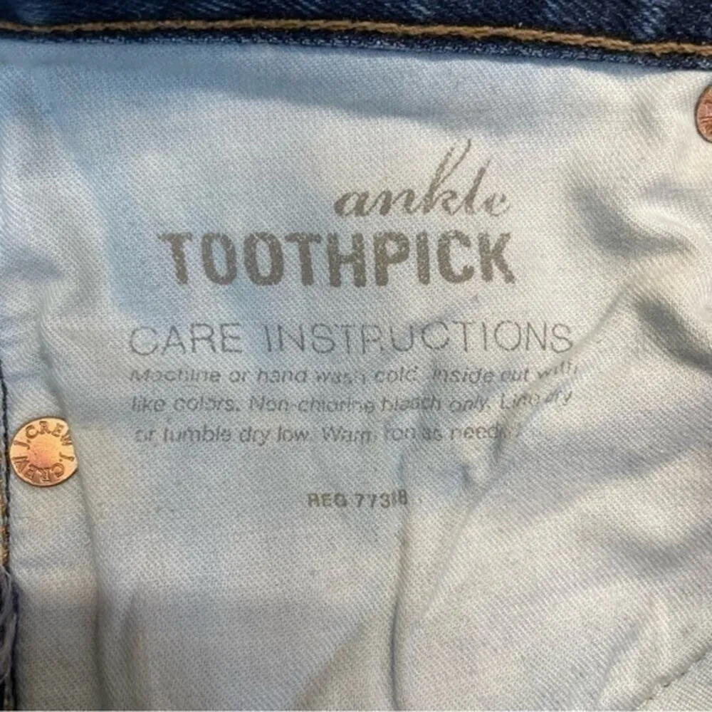 J. Crew Toothpick Ankle Jeans Women’s Size 25 dark wash denim blue - Image 6