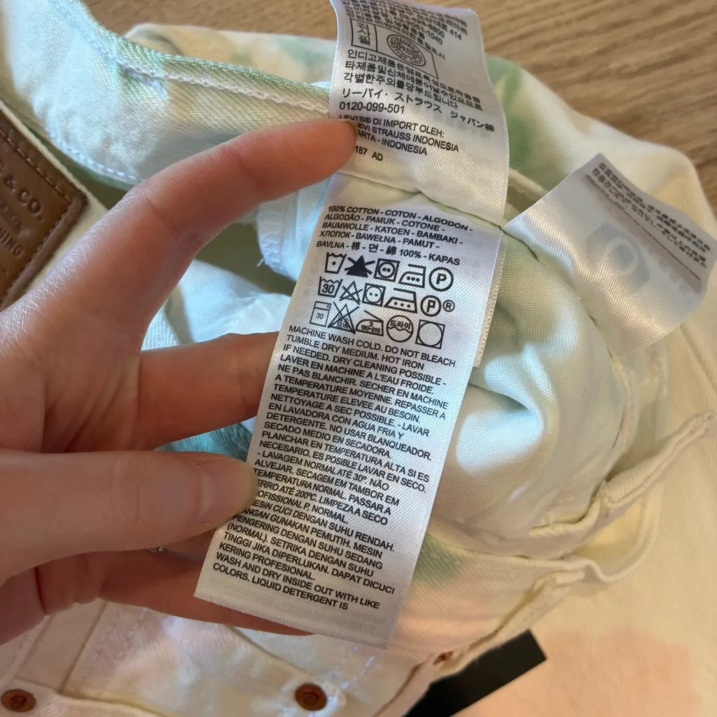 NWT Levi’s High Rise Deconstructed Skirt Tie Dye Premium Denim Raw Hem Size 27 - Image 5