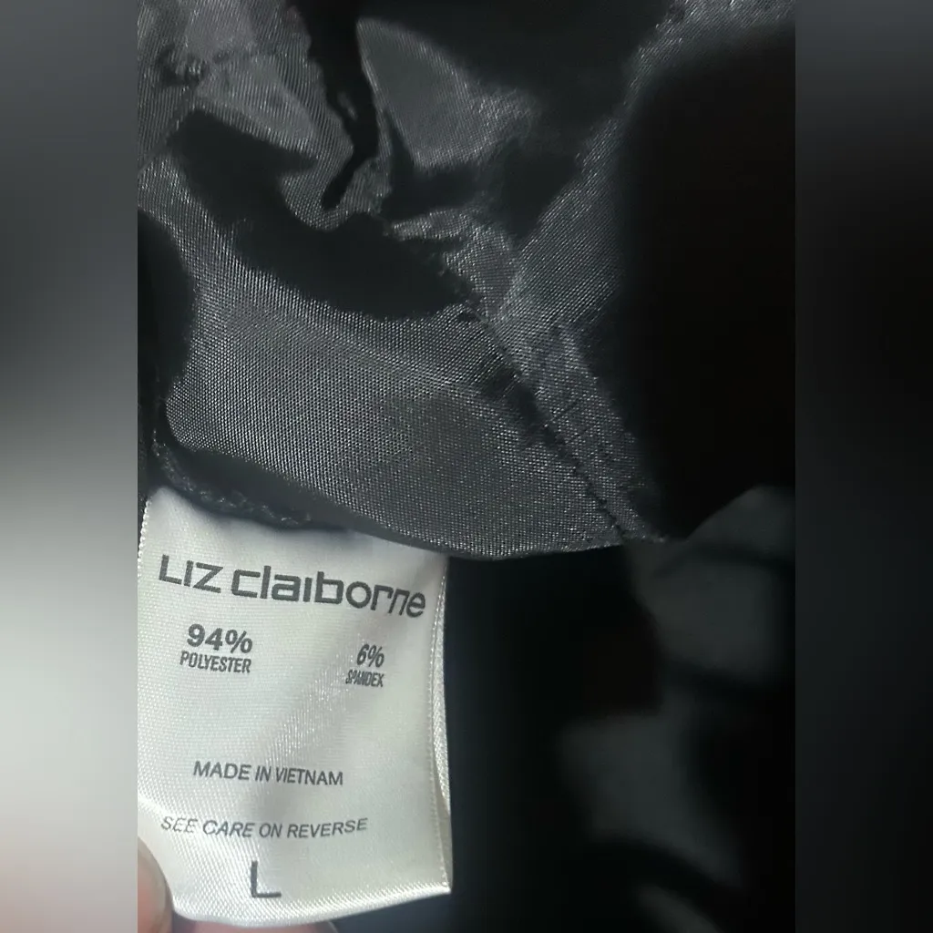 Liz Claiborne women's Large pull-on straight-leg elastic waist black pant NWT - Image 7