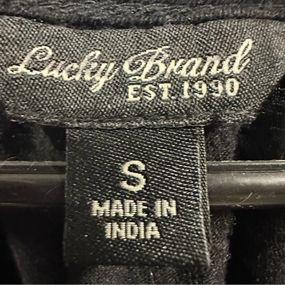 Lucky Brand Boho Tassel Sequin Long Sleeve Top Black Blue and Gold Womens Small - Image 8