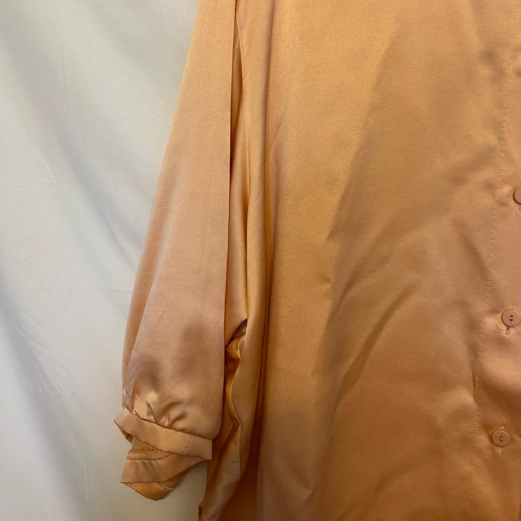 Vintage Mirrors of Krizia 100% Silk Blouse EU48 Peach Champagne Minimalist Italy Orange Size undefined - Image 3