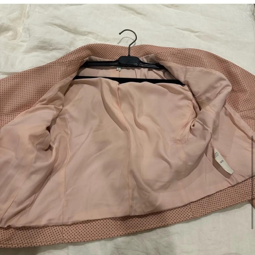 Rebecca Minkoff Wes Perforated Lambskin Leather Moto Jacket Blush - Image 6