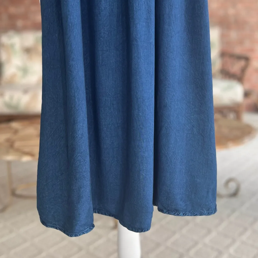 Style Envy Dress Chambray Off the Shoulder Blue Flounce L Party Brunch Trendy Size L - Image 9