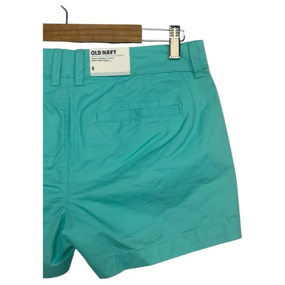 New Old Navy Shorts Womens 6 Green Stretch Mid Rise Chino 3 Inch Classic Beach - Image 5