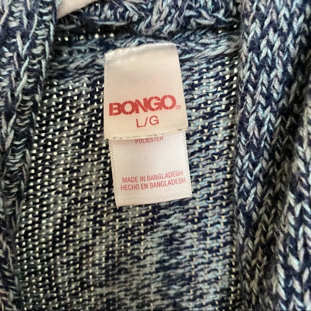 Bongo Gray Navy Cotton Polyester Knit Open Front Cardigan Sweater Size L - Image 3