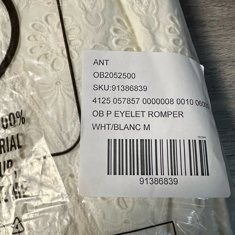 Anthropologie Pilcro Puff Sleeve Eyelet Romper White NEW - Image 6