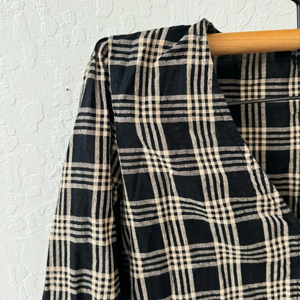 Madewell Plaid Courtyard Metallic Ruffle Hem Peplum Button Blouse XS - Image 6