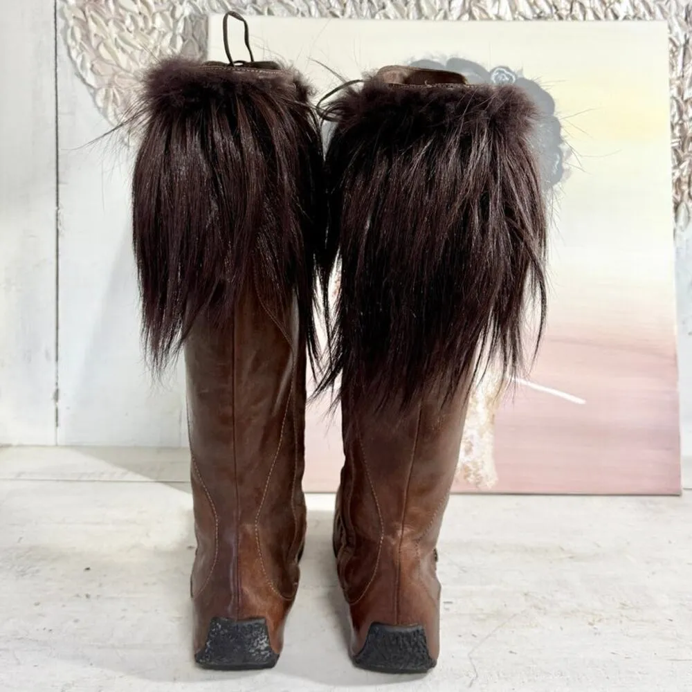 Christian Dior Leather Faux Fur Trim Lace - Image 3