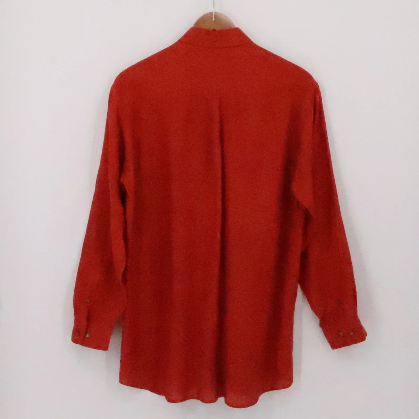 Country Road Linen Button Shirt Womens Coastal Vacation Resort Orange Size S - Image 7