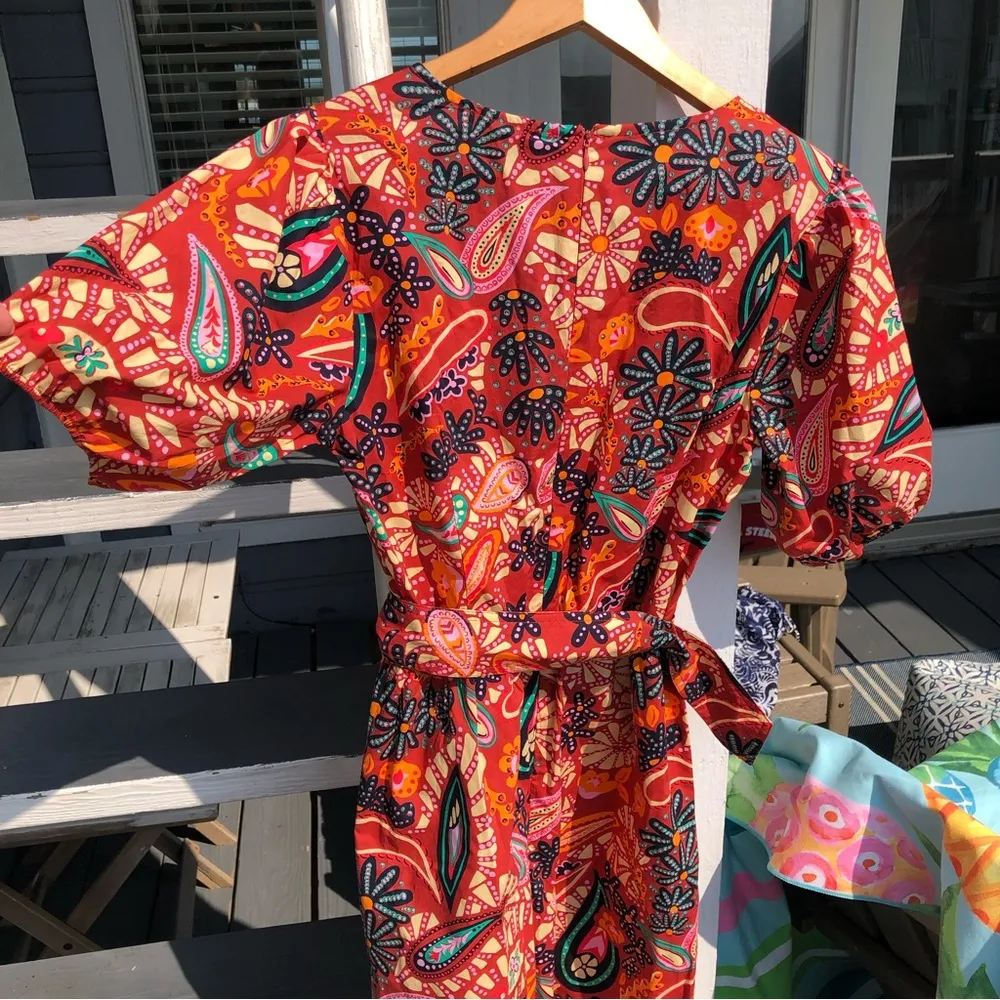 NEW Rachel Zoe Paisley Cotton Puff Sleeve Romper S - Image 10