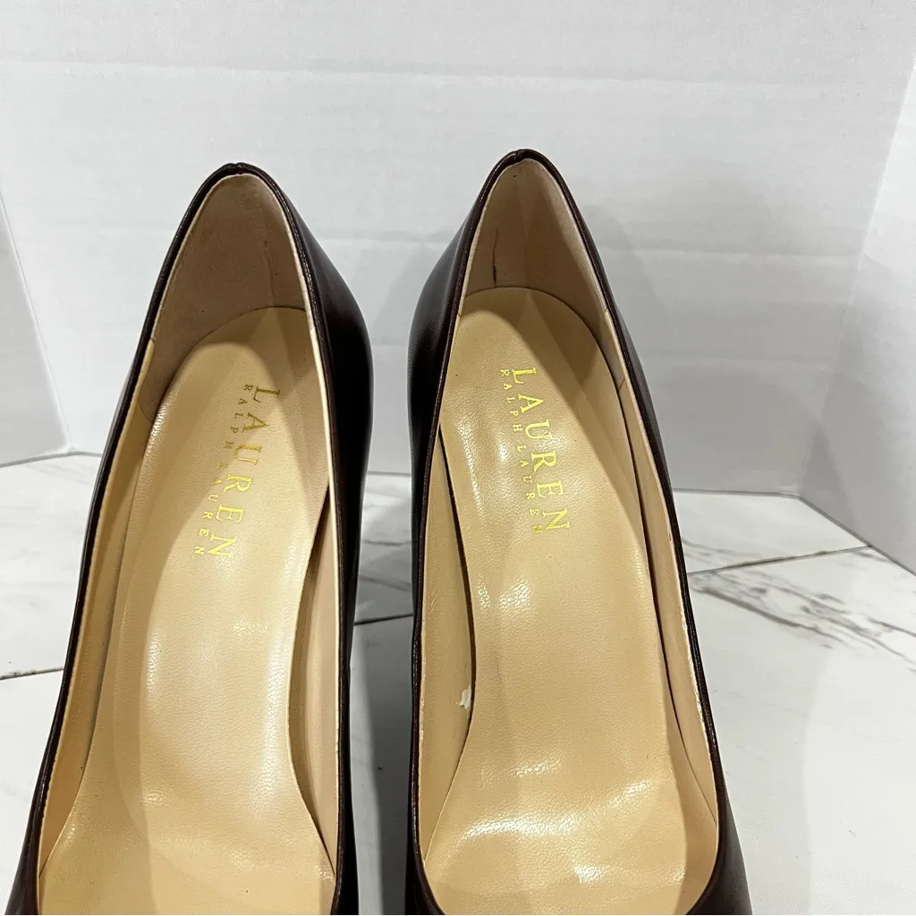 Lauren Ralph Lauren Size 6 Zamora Pump Shoes Chocolate Brown Leather - Image 8