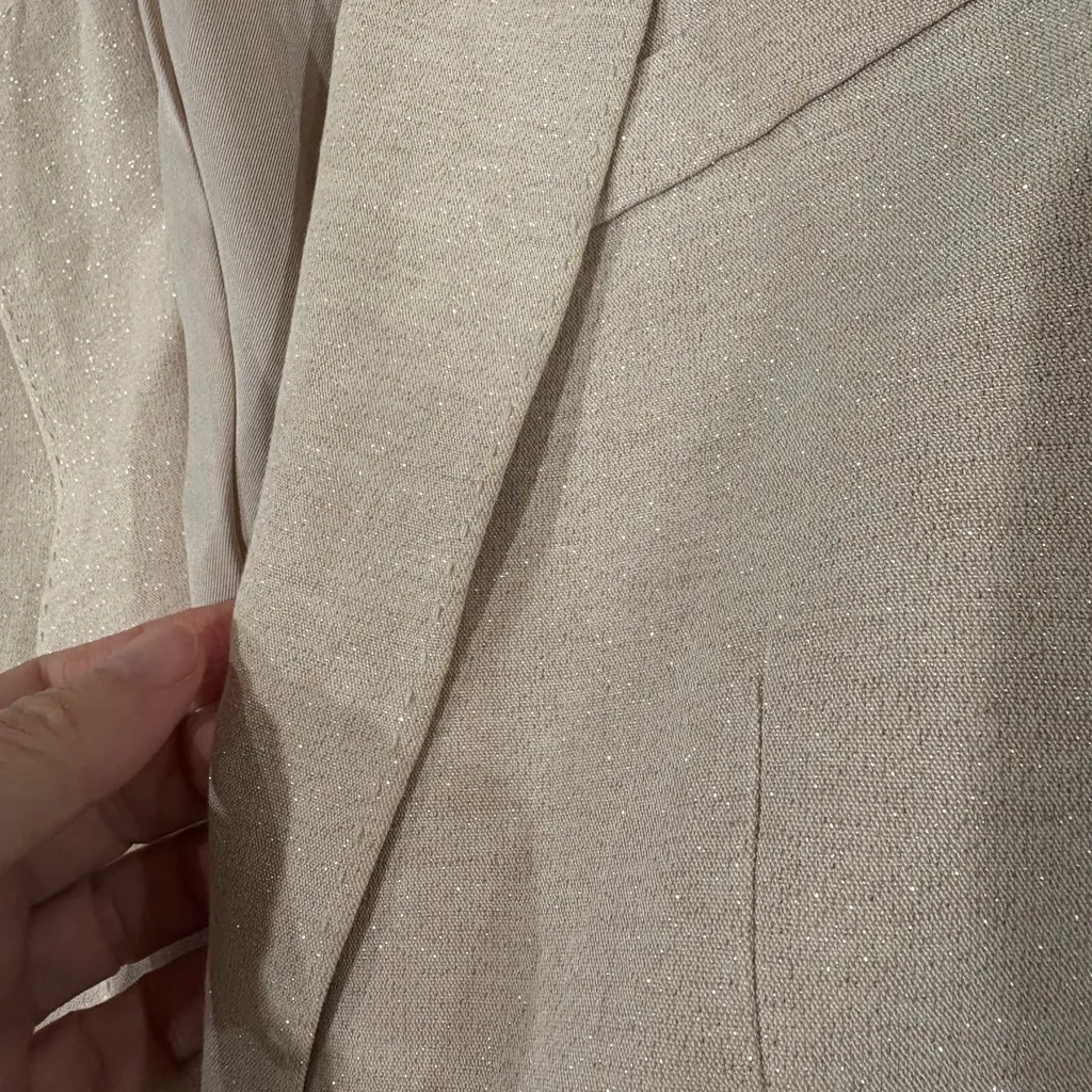 Intermix jacket blazer cream with metallic thread sz 8 M - Image 5