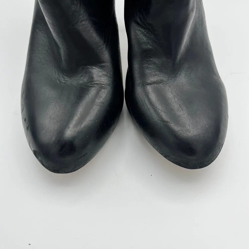 Antonio Melani Black Leather Stiletto Booties Size 8.5 M - Image 3