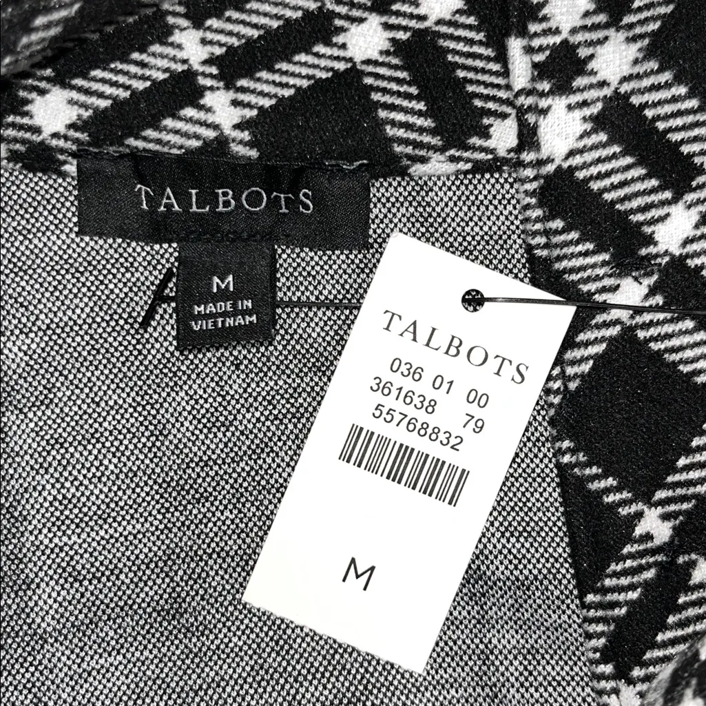 Talbots NWT Size M Black & White Tartan Plaid Flannel Mock Neckline Shift Dress - Image 6