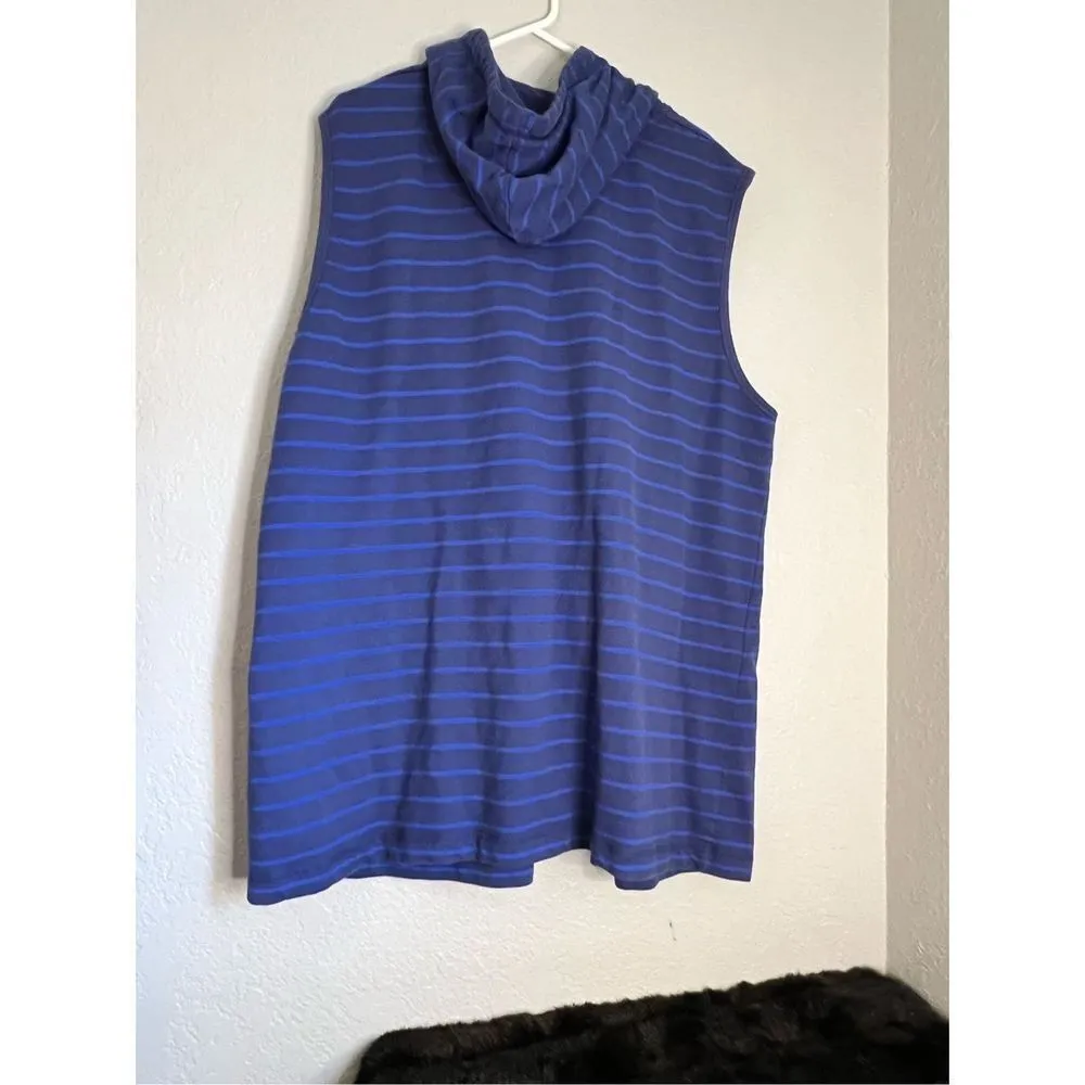 Ulla popken blue striped hoodie full zip vest 24 26 - Image 3