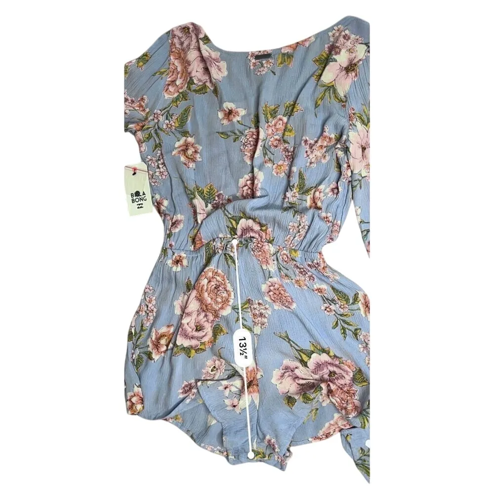 Billabong Sittin Pretty‎ Blue Floral Romantic Romper SMALL Boho Cottagecore NWT - Image 9