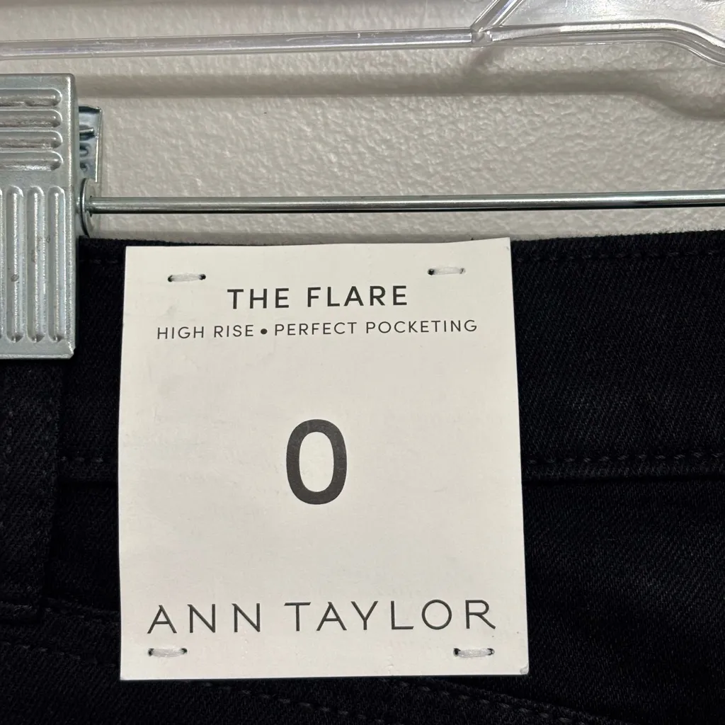 NWT Ann Taylor The Embellished Flare Jean Black Denim with Sequins - Size 0 - Image 8