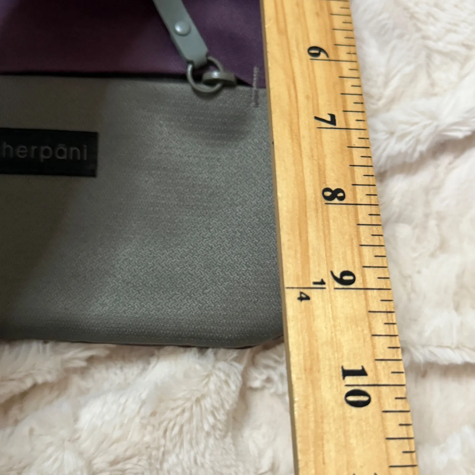 Sherpani Purple Grey Crossbody Bag Small Adjustable Strap Fold Over Flap - Image 4