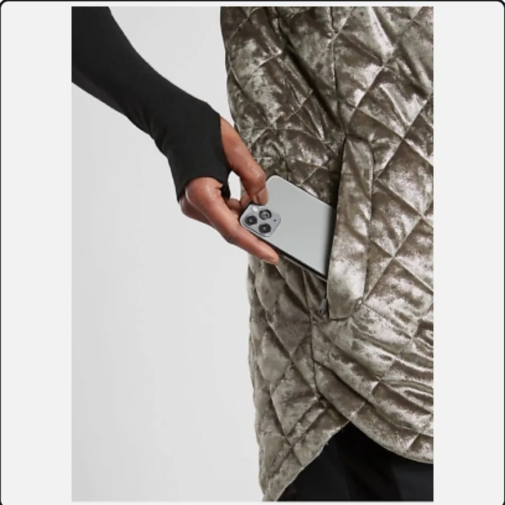 Athleta Whisper Metallic Velvet Vest in Coffee House XS‎ - Image 3