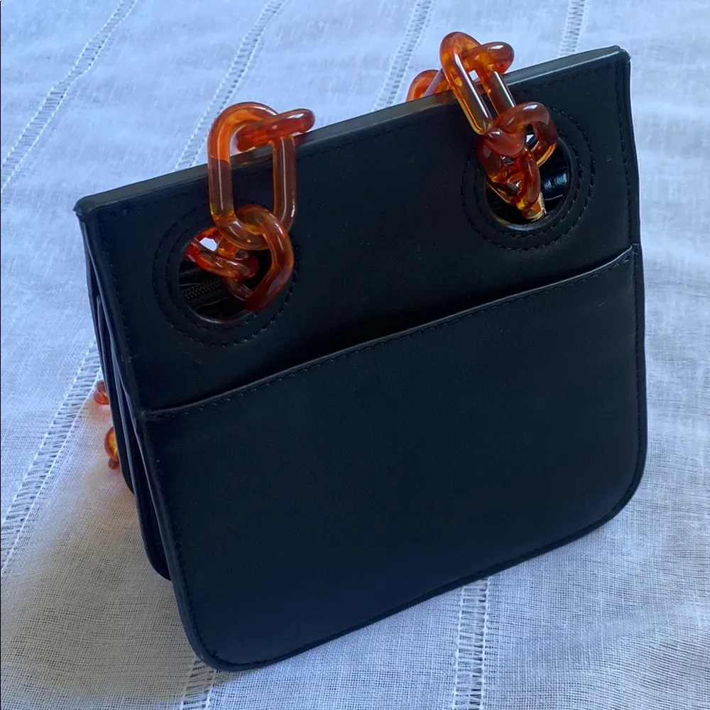 Urban Expressions Black Croc-Embossed Bag with Orange Chain - Image 4