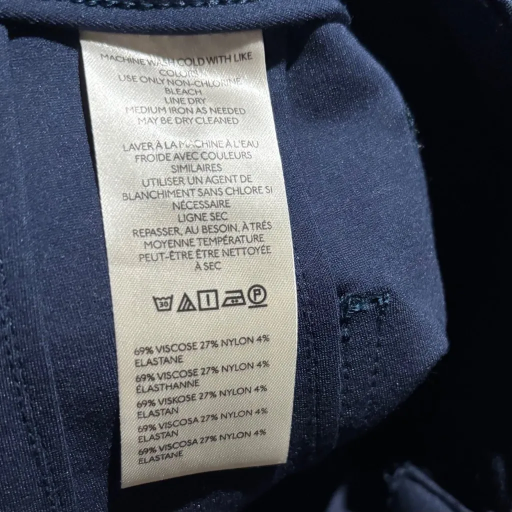 Maeve Anthropologie The Colette Ponte Crop Wide-Leg Pants Navy Size 23 Tall - Image 6