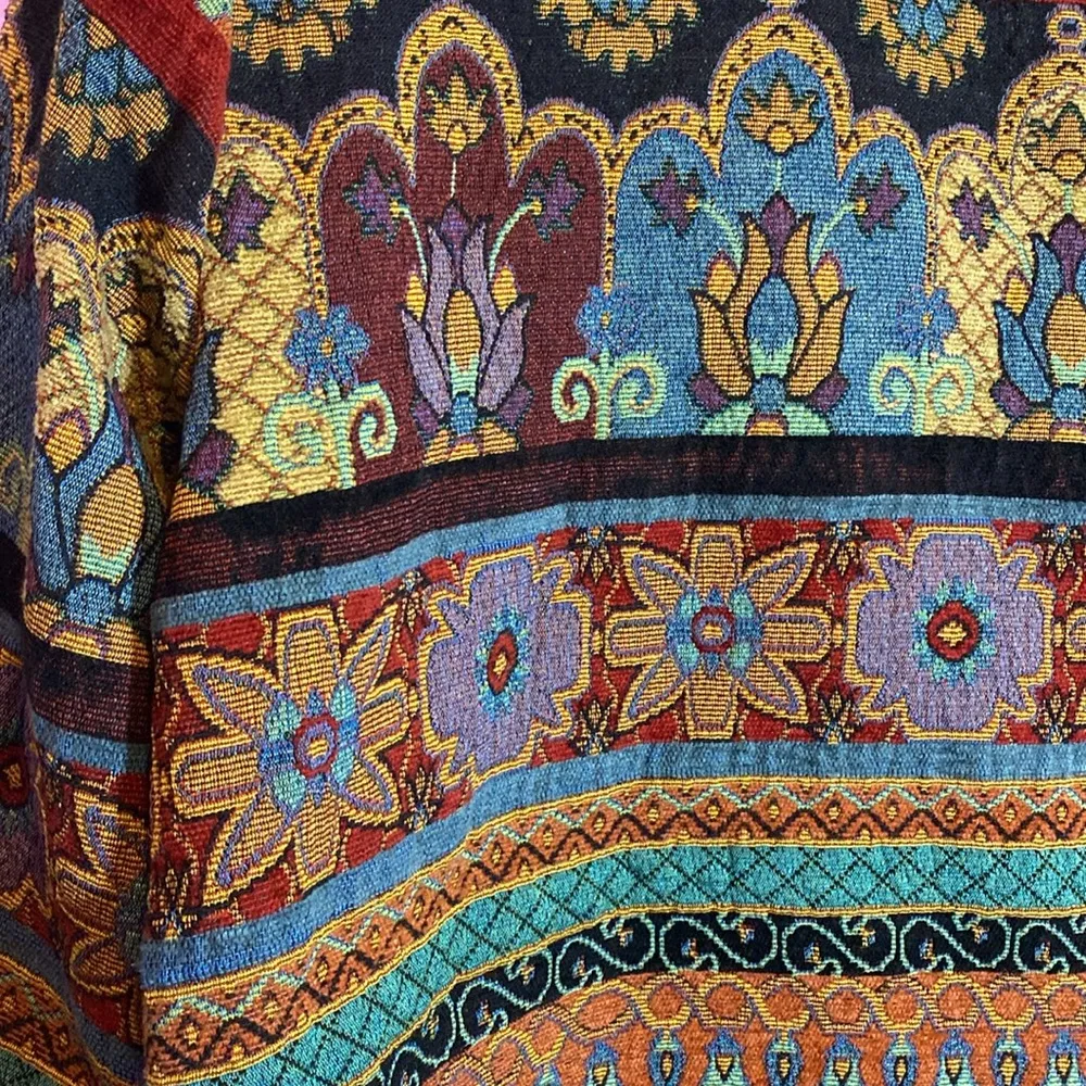 Parisian Works Colorful Tapestry Jacket Vintage Size Medium Red - Image 7