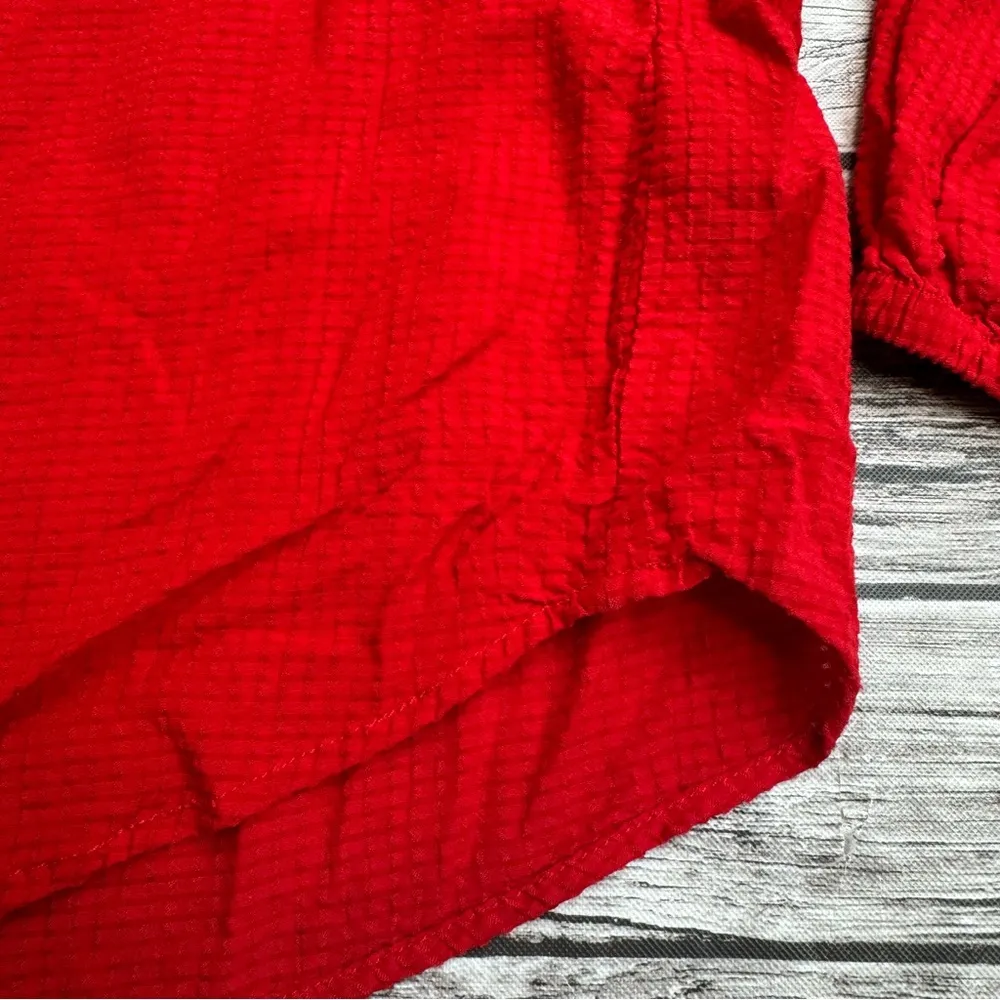 H&M L.O.G.G. Womens Peasant Blouse Bright Red 6 Balloon 3/4 Length Raglan Sleeve - Image 8