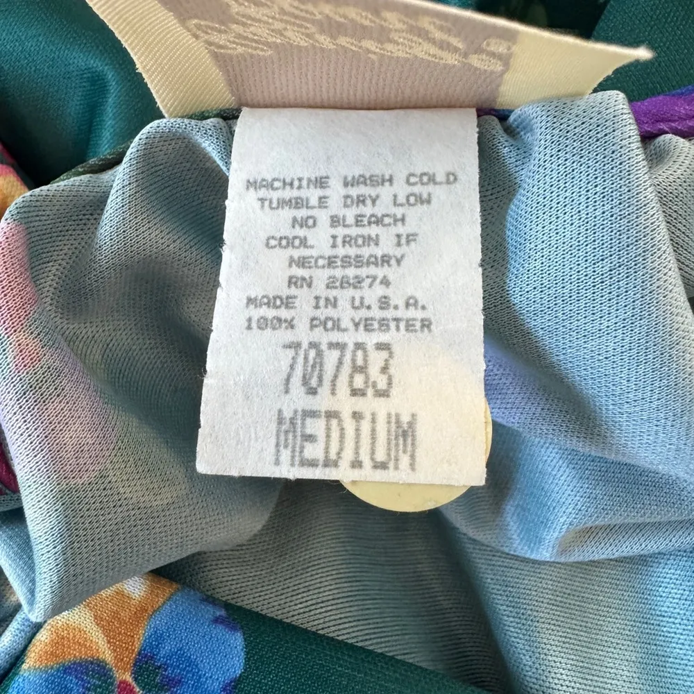 NWT Carriage Court Dark Teal Floral Print Square Neck Relaxed Fit Midi Dress Blue Size M - Image 9