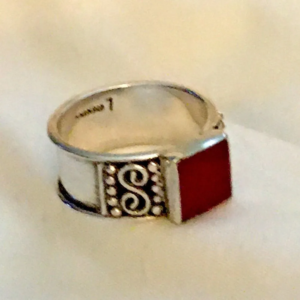 Vintage Carnelian Sterling Silver Filigree Cocktail Ring - Image 4