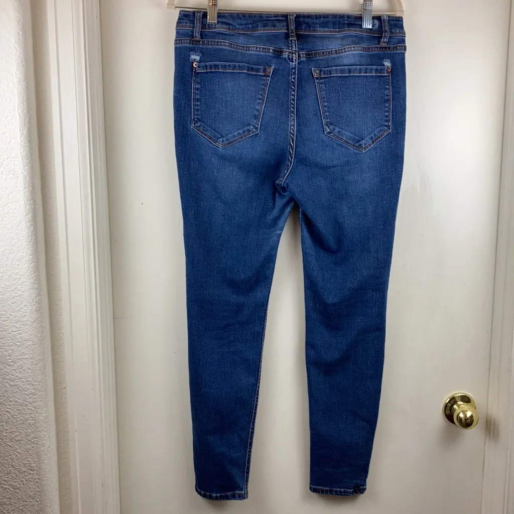 🌞Kensie Distressed Effortless Ankle Mid Rise Skinny Zip Up Jeans A144 Blue Size undefined - Image 9