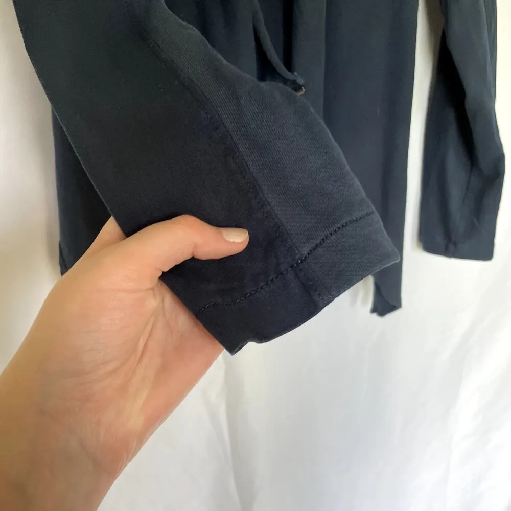 Others Follow navy blue cowl neck full zip jacket sweater women's size S cotton - Image 4