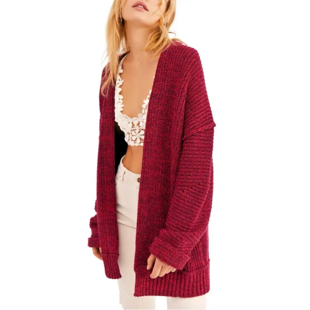 Free People High Hopes Cardigan Sweater Plum Blossom Combo Size Small - Image 2
