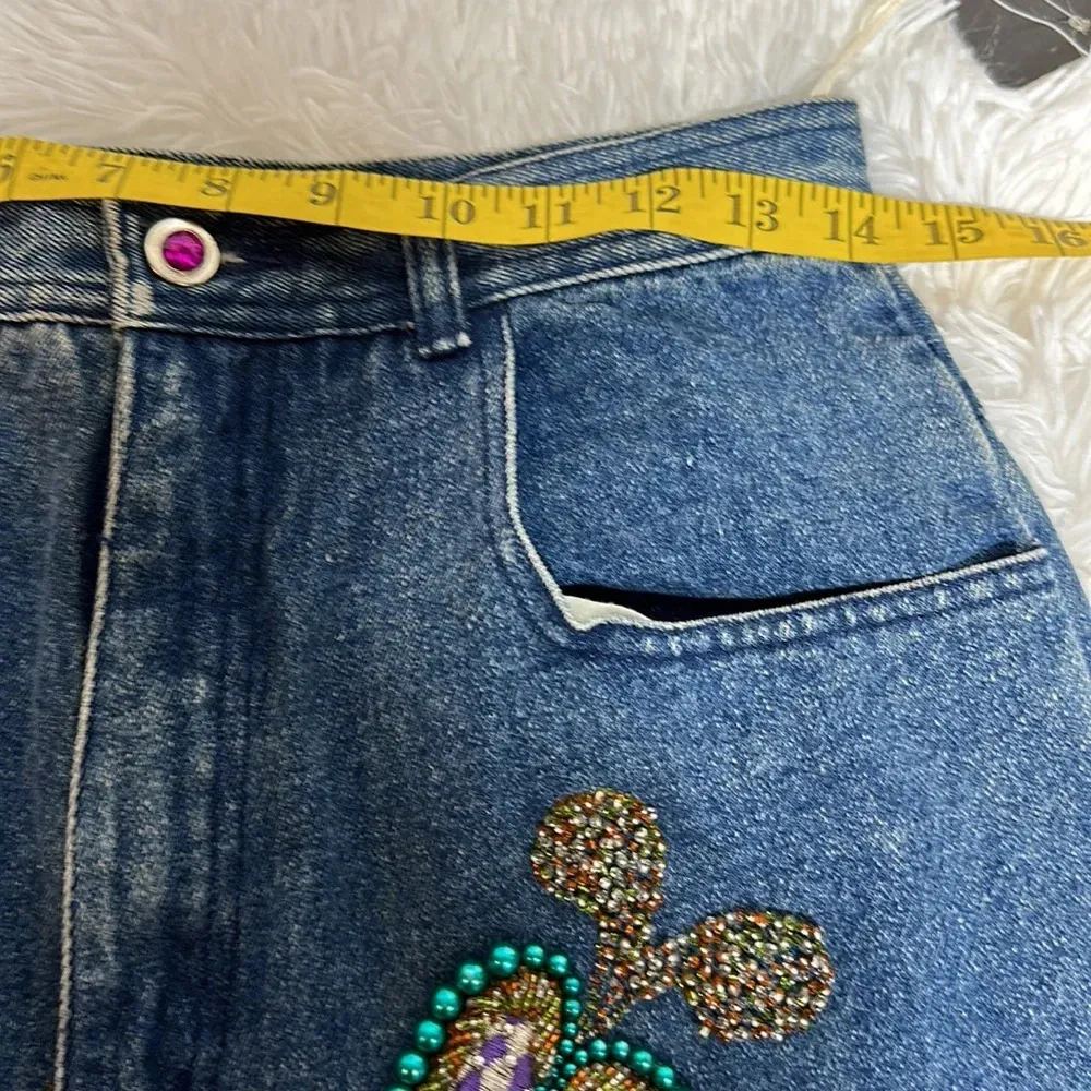 NWT Vintage 80s Cedars Beaded Embellished High waist jeans Blue Size 10 - Image 9