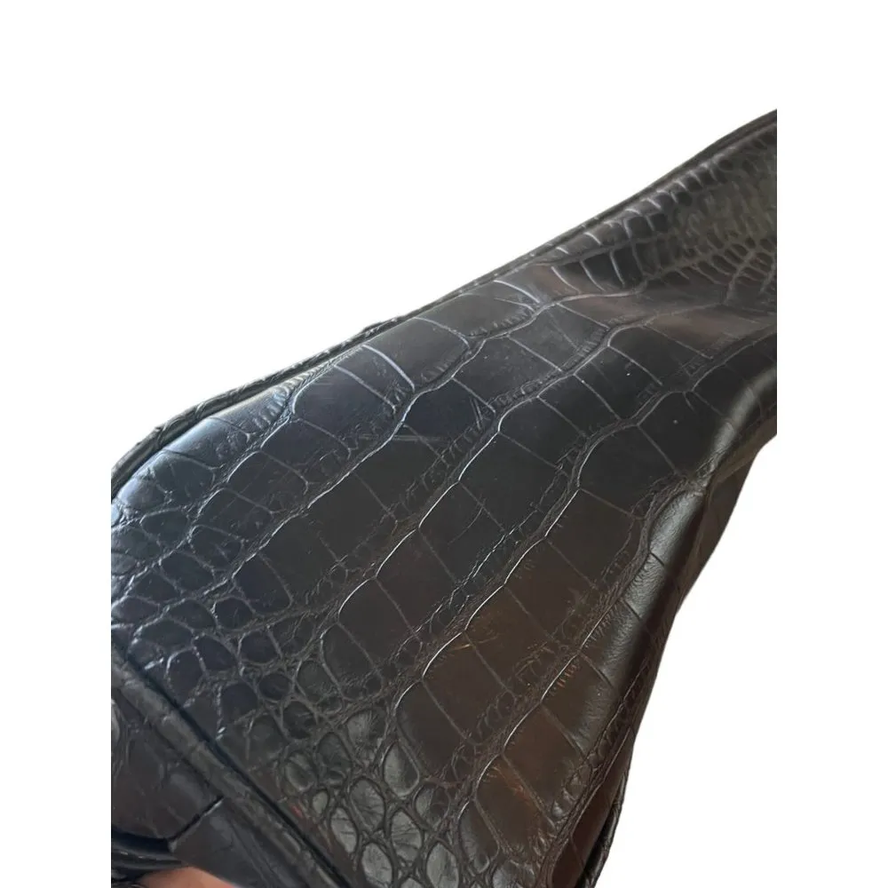 American Living Black Faux Croc Leather Purse Shoulder Bag Silver Tone NWOT - Image 4