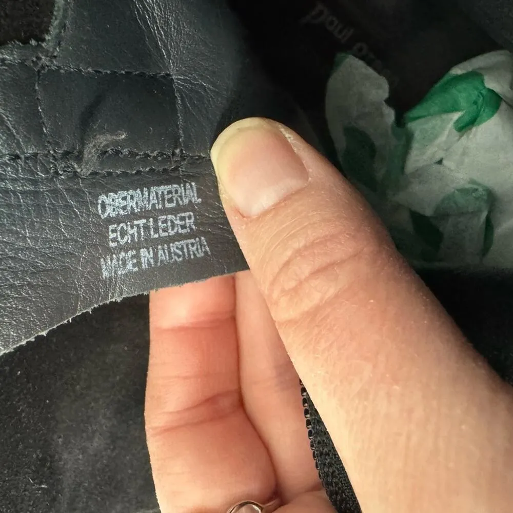 Paul Green Black Suede Stacked Heel Ankle Boots Womens 6.5 Leather Classic Fall - Image 9