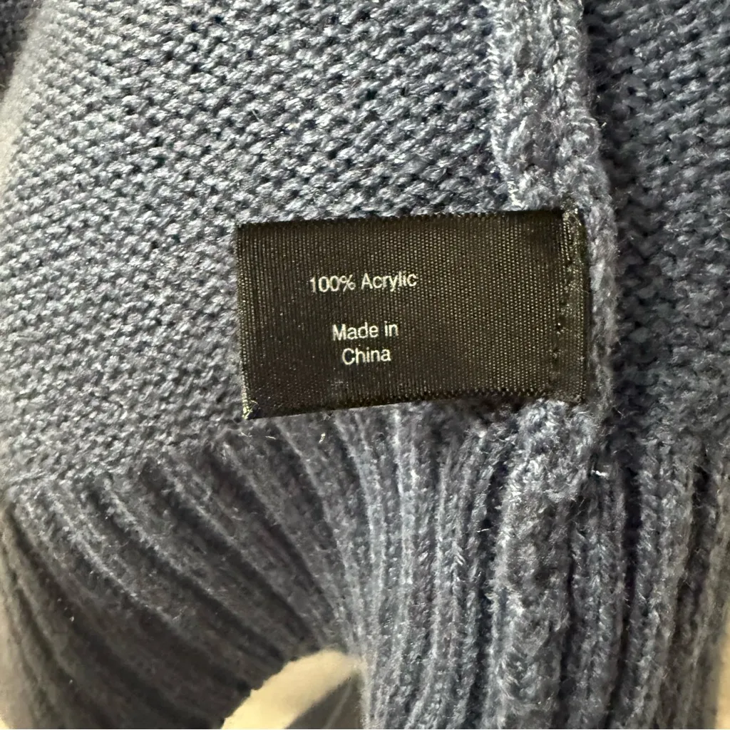 Lane Bryant Cardigan Women Plus 22 Blue Gold Pearl Button Open Front Ribbed Long - Image 6