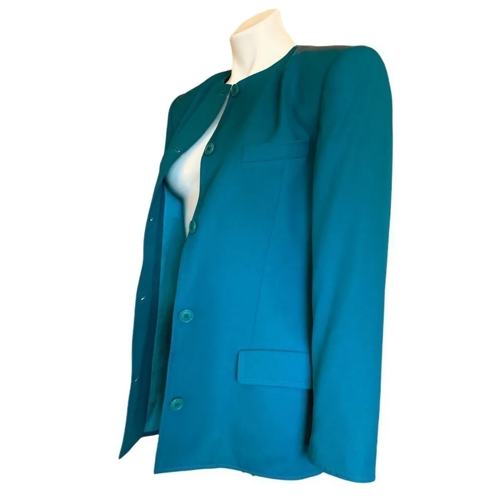 GUCCI Vintage Wool Blazer Turquoise Blue Size 40 - Image 5